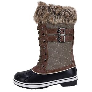 Women’s Boots Cow Suede Leather Warm Waterproof Winter Mid Calf Duck Size-6